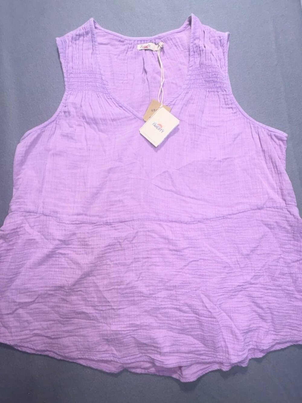 NEW NWT Faherty Dream Cotton Gauze Ainsley Top Lavender Nirvana size Large - Picture 3 of 13